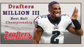 🏈 LIVE Drafters Million III Best Ball Draft [upl. by Oeak]