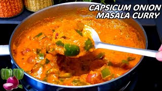 Capsicum and Onion Masala Curry  Restaurant Style  Side Dish [upl. by Caryl895]