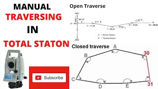 Manual Traversing in Total Station  Total station [upl. by Leffert]