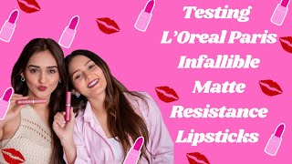 Testing The Newly Launched LOreal Paris Infallible Matte Resistance Lipsticks ​⁠lorealparisindia [upl. by Eilsel438]