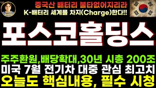 POSCO홀딩스 주가전망단독 미국 7월 전기차 대중 관심도 최고치 30년 시총 200조 목표 주주환원 배당확대 액면분할 연말특별배당 해야 한다 [upl. by Ayel]