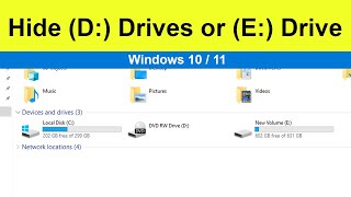 How to Hide D Drives or E Drive in Windows [upl. by Rafiq]