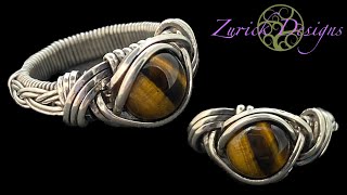 Wire Wrapped Cabochon Ring Tutorial With Fancy Braided Ring Band [upl. by Bonne]