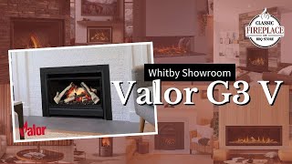 Valor G3 Gas Insert  Burning at our Whitby Showroom 739VN [upl. by Eirojram]