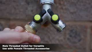 How to use a HydroSure Two Way Chrome Garden Tap Connector Threaded [upl. by Nakada639]