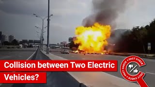 FACT CHECK Viral Video Shows Aftermath of Collision between Two Electric Vehicles [upl. by Geddes]