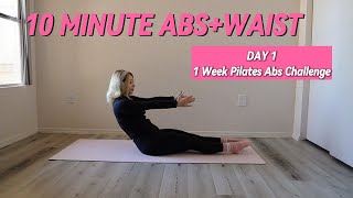 DAY1 10 MIN ABS WAIST PILATES 1 WEEK CHALLNGEHOURGLASS WAIST RUBY MONROE [upl. by Norre]