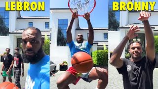 LeBron James vs Bronny James in LEFTHANDED BASKETBALL SHOTS [upl. by Dlonra]