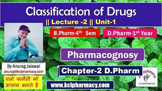 Classification of drugs  Pharmacognosy  L2 Unit1BPharm 4th sem  Chapter2 DPharm 1st Year [upl. by Natal]