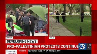 Police break up Yale protest but no arrests made [upl. by Nosnirb]