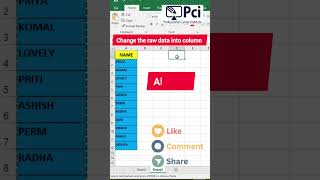 Change the Raw data into Column Excel Shortcuts shorts excel ytshorts [upl. by Attesoj]