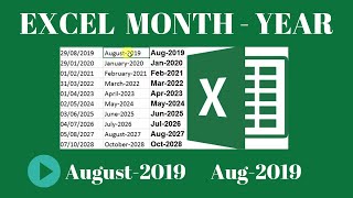 How To Get Month and Year From Date EXCEL Aug2019 [upl. by Annawoj]