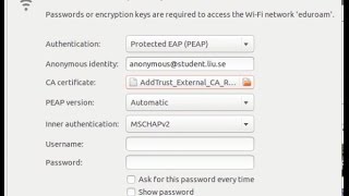 Eduroam Ubuntu 1404 tutorial How to guide [upl. by Derfliw]