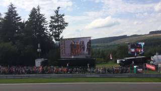 F1 Belgian Grand Prix 2016 Kevin Magnussen crash crowd reaction Kemmel Straight [upl. by Ojillib]