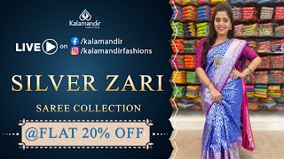 Silver Zari Sarees  FLAT 20 OFF  Kalamandir Sarees LIVE [upl. by Airebma487]