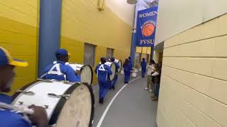 FVSU BMMB Marching into Basketball HOCO vs Albany  Bass drum view [upl. by Aneertak]