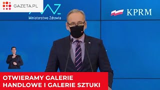 Od 1 lutego otwarte galerie handlowe i galerie sztuki Zniesione godizny seniorów [upl. by Yttisahc367]