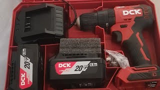 unboxing LANGSUNG GHOIB dck cordless brushless hammer drill Dck KDJZ2050i paket 2 baterai 20v 40ah [upl. by Nadnal]