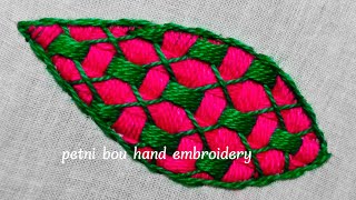 bordados a mano paso a pasoromanian stitch embroidery bordado de hojas [upl. by Elga]