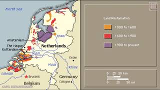 NETHERLANDS RECOVERY OF LANDS THAT WERE UNDER THE SEA ANIMATED DEMONSTRATION ON A MAP [upl. by Cruce]