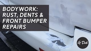 Bodywork Rust dents amp front bumper repairs  Self built DIY VW T5 camper conversion [upl. by Ingold]