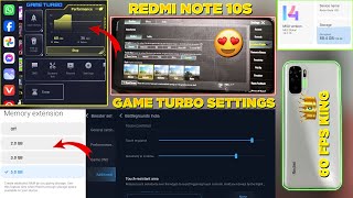 60 Fps King 👑 BEST Redmi Note 10s Game Turbo Settings In 2024 👉🏻Ram 85gb 😍 Mi Game Turbo Settings [upl. by Airdnas]