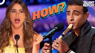 Medhat Mamdouh Beatboxes While Playing The Recorder  Americas Got Talent [upl. by Lynnworth]