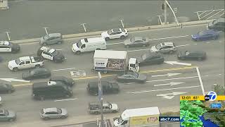 FULL CHASE LAPD tracking driver in stolen box truck along PCH in Malibu [upl. by Ssidnac]