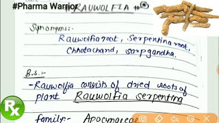 Pharmacognosy of Rauwolfia root  Rauwolfia serpentina  Explanation  Pharma Warrior [upl. by Ayitahs688]