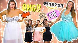 Trying on Cheap Homecoming Dresses from AMAZON Sierra Schultzzie [upl. by Jessen]