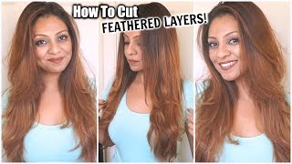 HOW TO CUT YOUR HAIR AT HOME IN FEATHERED LAYERS│DIY LAYERS HAIRCUT│HOW TO SHORT LAYERS IN LONG HAIR [upl. by Nohsad]