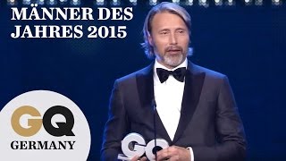 Mads Mikkelsen ist bester internationaler Schauspieler  GQ Männer des Jahres 2015 [upl. by Calisa]