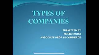 Types of Companies Company Law [upl. by Hamid]