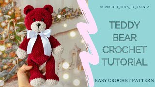 CROCHET TEDDY BEAR PATTERN  CROCHET PLUSH BEAR TUTORIAL  EASY AMIGURUMI TUTORIAL FOR BEGINNERS [upl. by Demeyer348]