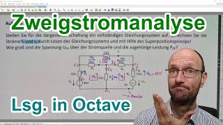 Zweigstromanalyse für ein Netzwerk mit Spannungs und Stromquelle Gleichungssystem aufstellenlösen [upl. by Meghan]