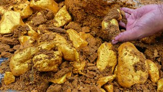 So Lucky We found a lot of Huge Nuggets of Gold Treasure at the Mountain Mining Exciting [upl. by Birkle]