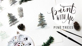 PAINT WITH ME Holiday Pine Tree Watercolour Tutorial Easy Beginner Painting [upl. by Trant717]