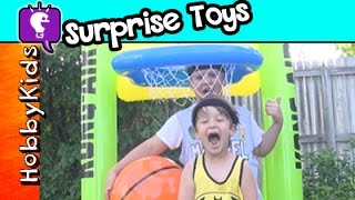 Giant BASKETBALL Surprise Toys by HobbyKidsTV [upl. by Narcis]