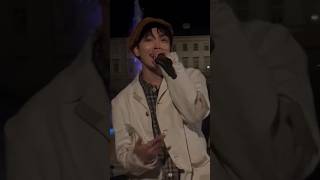 Hongjoong rap and singing at busking in Salzburg hongjoong ateez 에이티즈 [upl. by Eidissac]