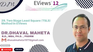 29 Two Stage Least Square TSLS Method in EViews 12  Dr Dhaval Maheta [upl. by Dionisio229]