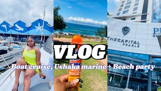 travelvlog Birthday Trip to DBN Umhlanga Rocks Boat cruise Beach Party Ushaka marine [upl. by Tellford]