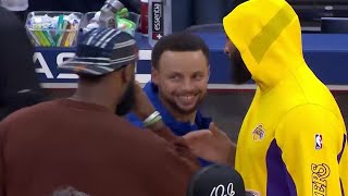 LeBron Steph Curry amp Anthony Davis Laughing After LakersWarriors Preseason Game [upl. by Gregrory]