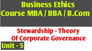 Stewardship  Theory Of Corporate Governance  Stewardship theory  Corporate Governance [upl. by Sprage998]