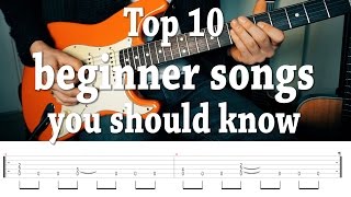 Top 10 fun quoteasyquot guitar songs you should know with TABS [upl. by Idolem]