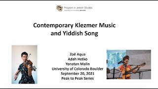 Peak to Peak Webinar Concert Series Contemporary Klezmer Music and Yiddish Song [upl. by Atiuqat]