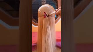 Cute half up ponytail hairstyle viral hack with rubber band ♥️😍youtubeshortshairstylehacks [upl. by Anitahs]