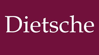 How to Pronounce Dietsche Correctly in German [upl. by Ellenuahs]