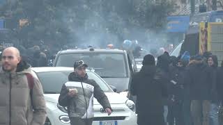 TorinoNapoli LIVE ultras napoletani arrivano in corteo 🙌🔥 [upl. by Beaver]