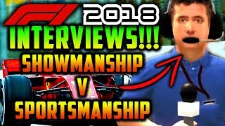 F1 2018 Game Career Mode NEW INTERVIEW SYSTEM Showmanship v Sportsmanship E3 F1 2018 News [upl. by Kwang926]