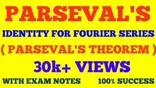 PARSEVALS IDENTITY FOR FOURIER SERIES  PARSEVAL THEOREM amp ITS PROOF  WITH EXAM NOTES [upl. by Ardnahc373]